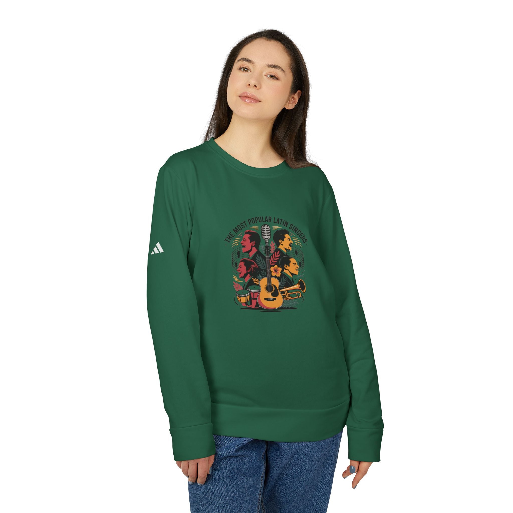 Sudadera unisex adidas de cuello redondo y forro polar