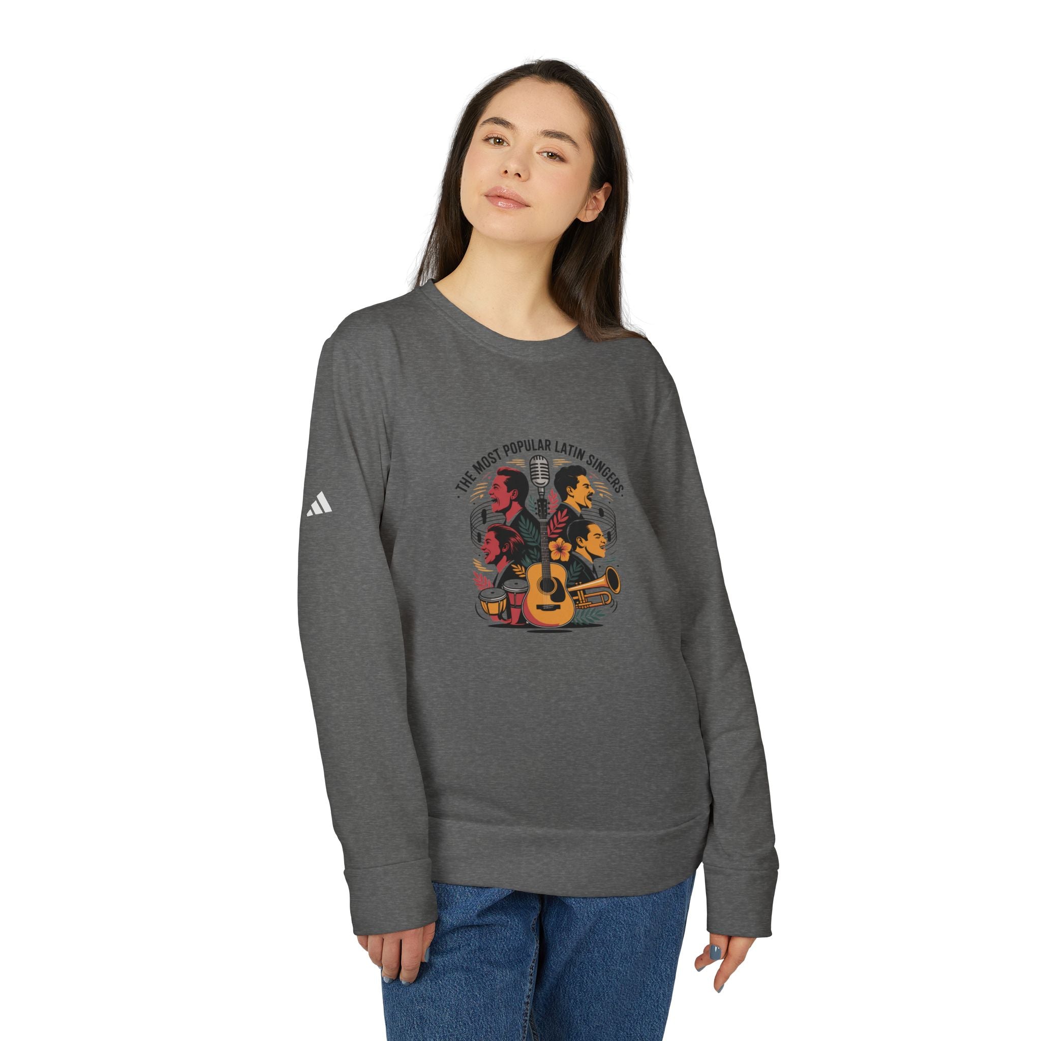 Sudadera unisex adidas de cuello redondo y forro polar