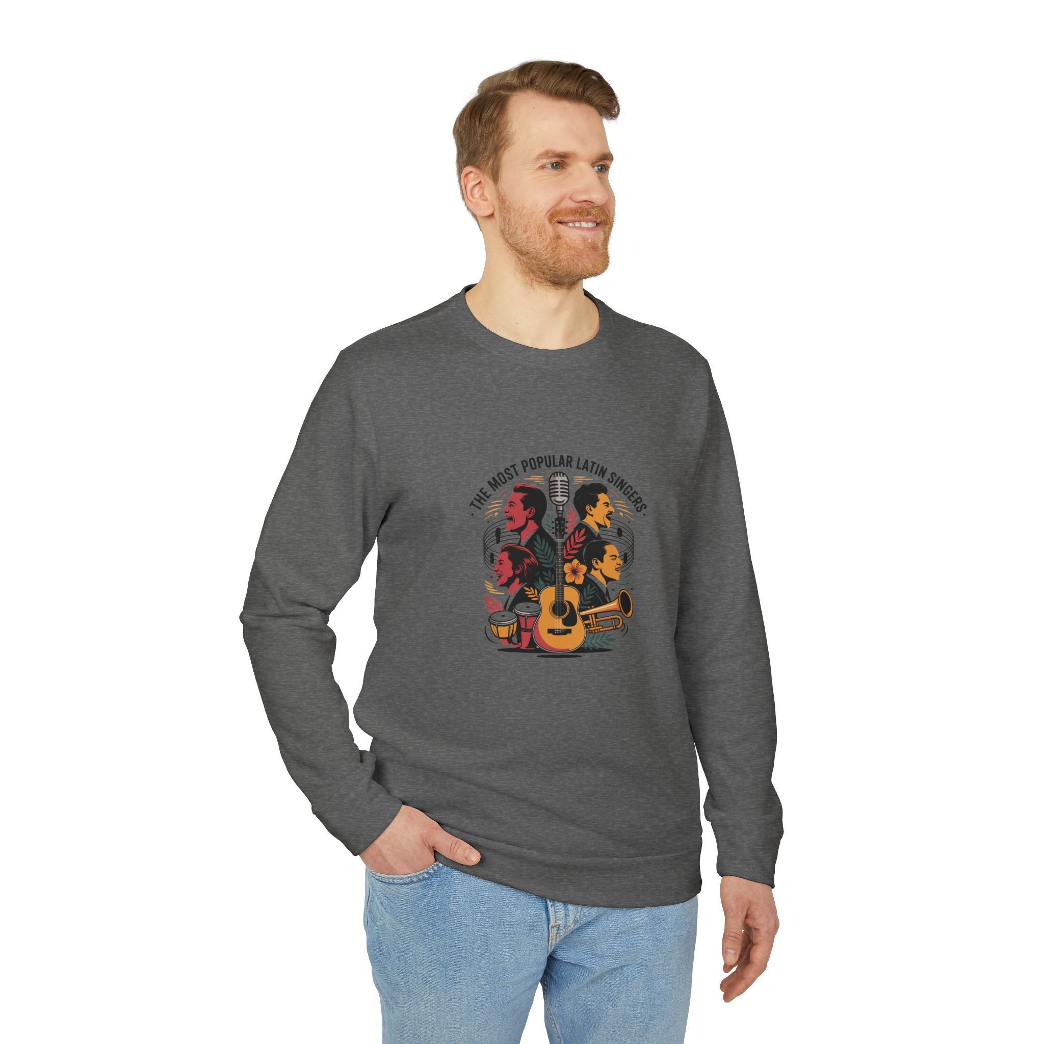 Sudadera unisex adidas de cuello redondo y forro polar
