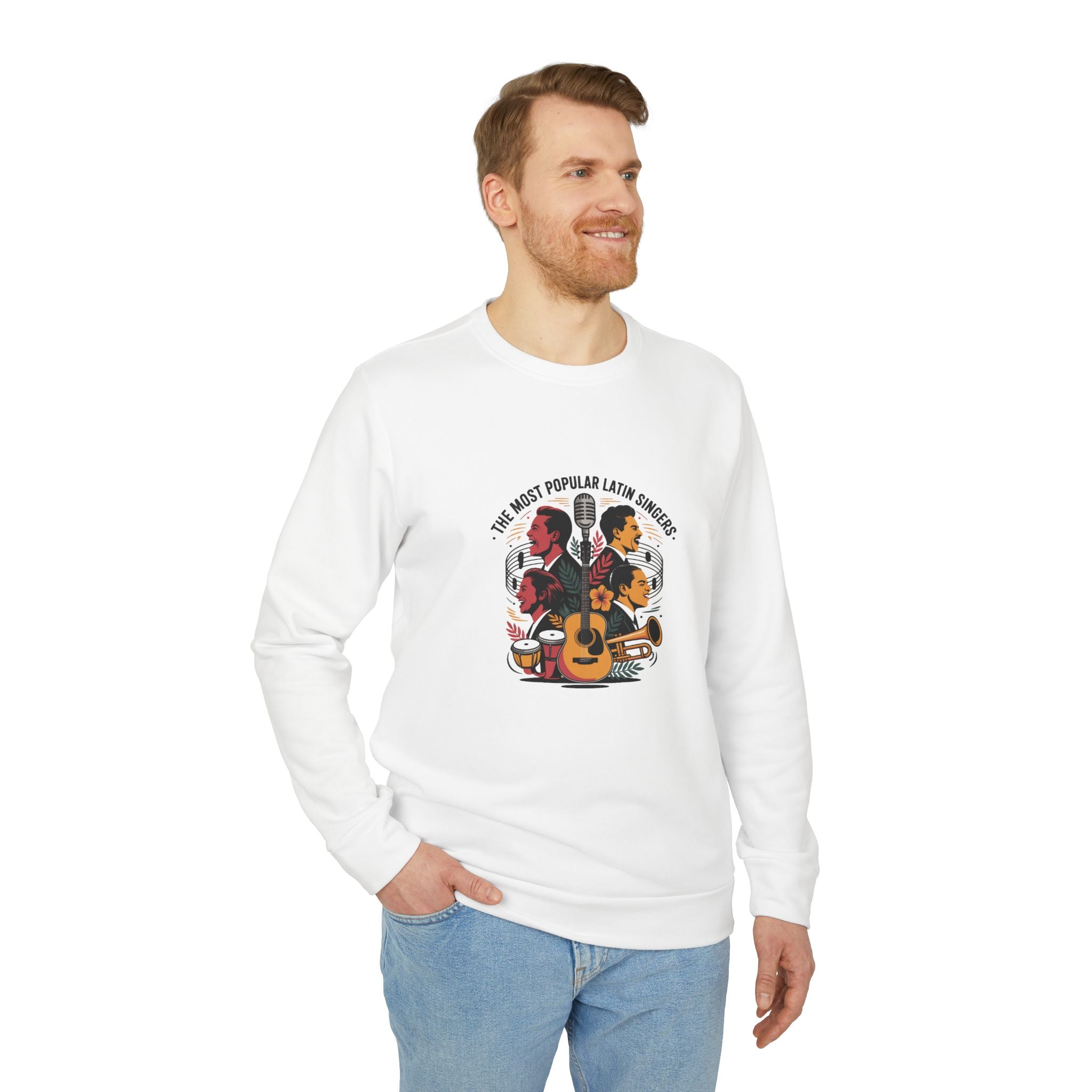 Sudadera unisex adidas de cuello redondo y forro polar