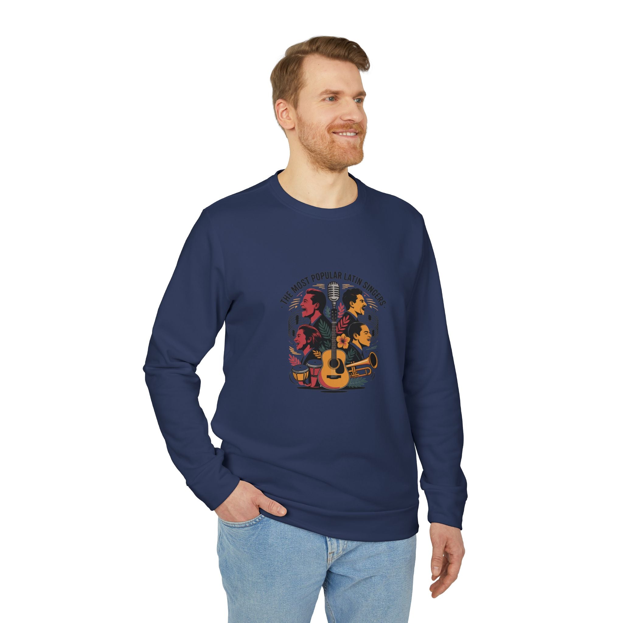 Sudadera unisex adidas de cuello redondo y forro polar