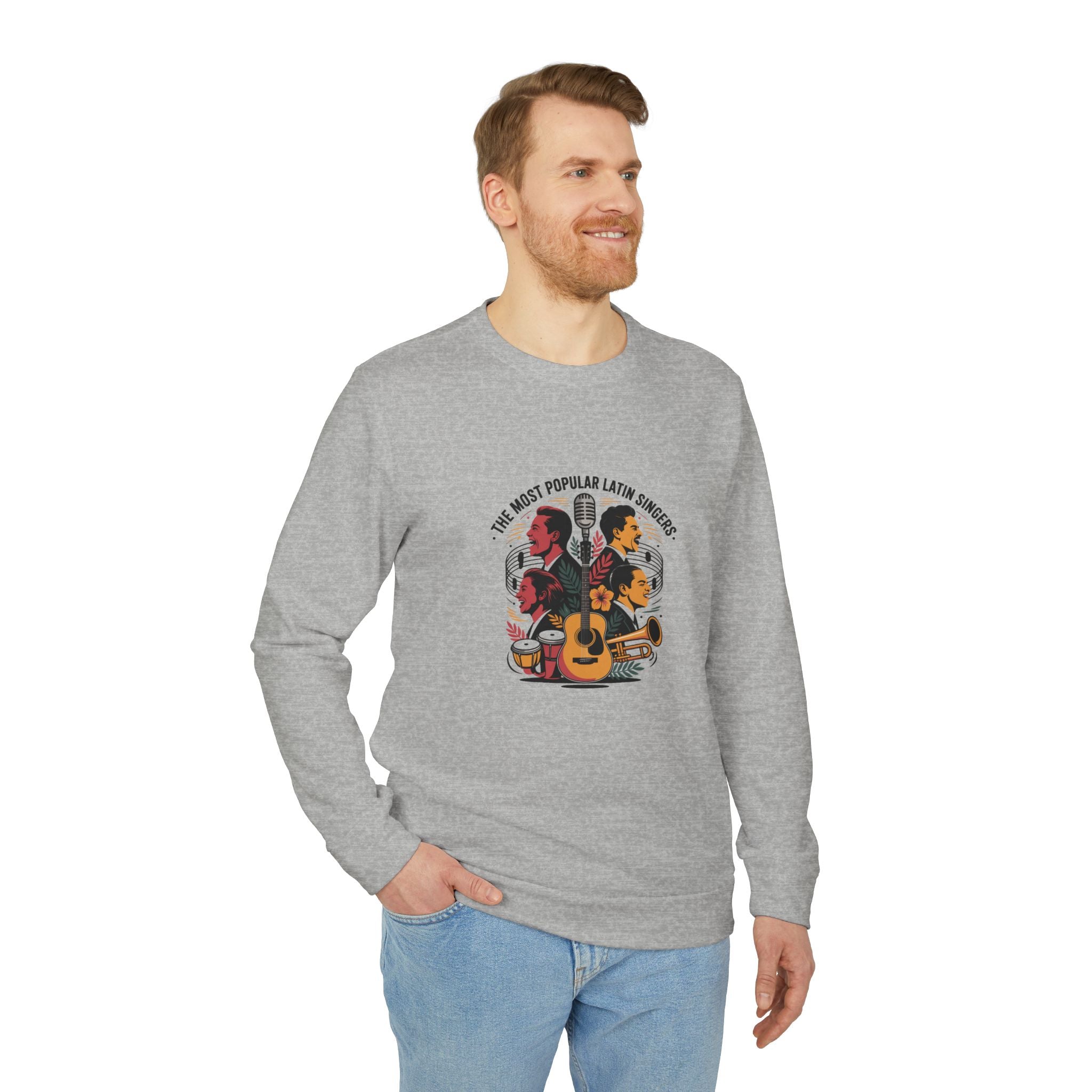 Sudadera unisex adidas de cuello redondo y forro polar