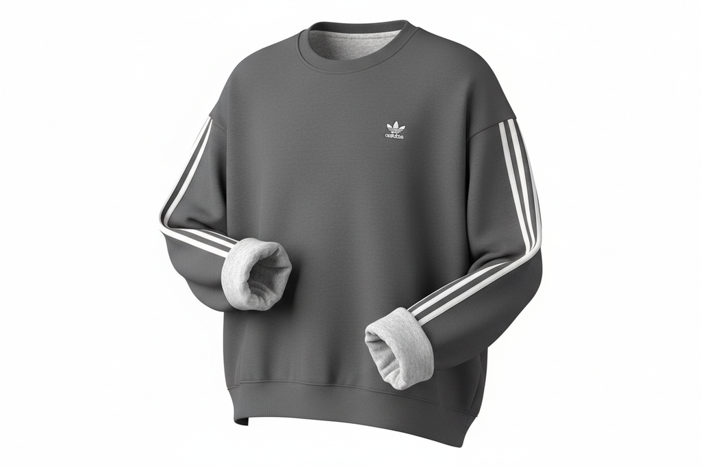 Sudadera unisex adidas de cuello redondo y forro polar